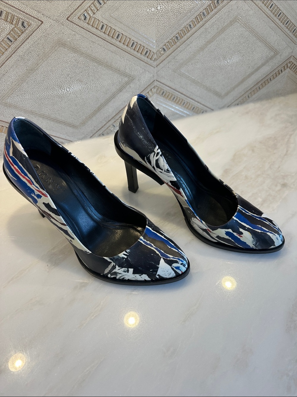 DKNY Leather Abstract Multicolor Pumps